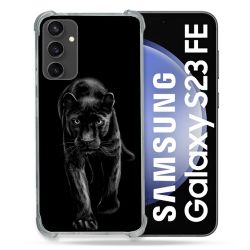 Coque Renforcée En Verre Trempé PourSamsung Galaxy S23 FE Animal Panthère Noire