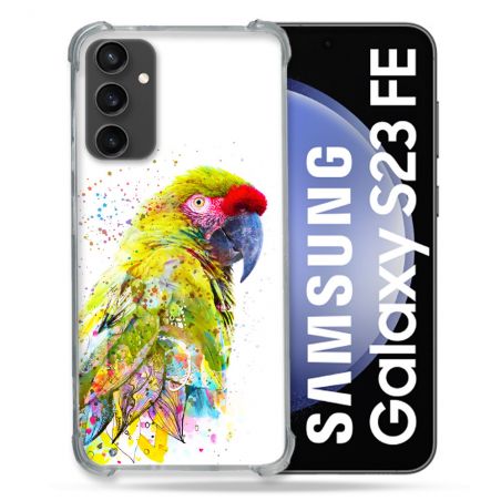 Coque Renforcée En Verre Trempé PourSamsung Galaxy S23 FE Animal Perroquet Jaune