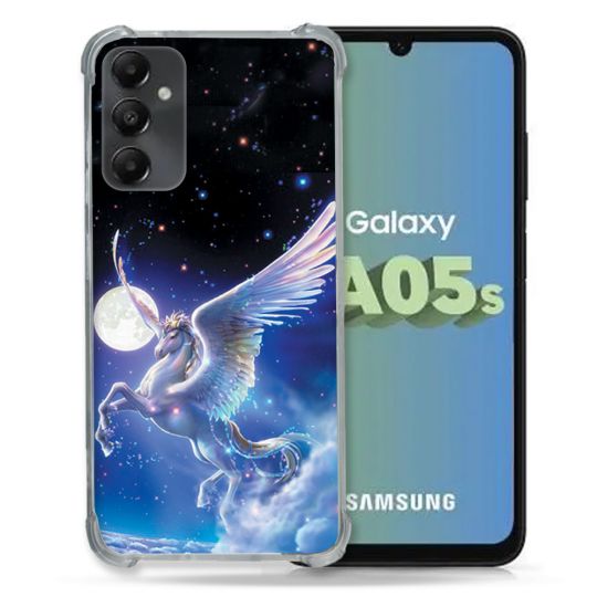Coque Renforcée En Verre Trempé PourSamsung Galaxy A05S Fantastique Licorne Céleste