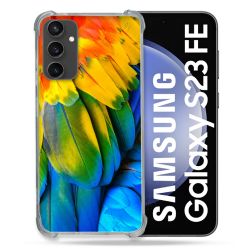 Coque Renforcée En Verre Trempé PourSamsung Galaxy S23 FE Animal Perroquet Plume