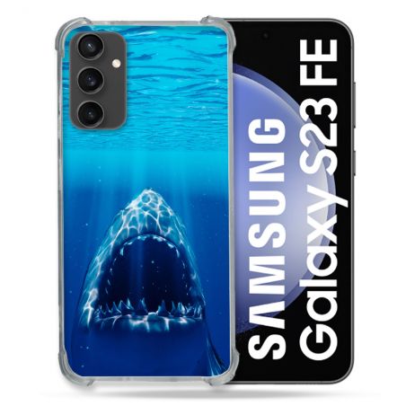 Coque Renforcée En Verre Trempé PourSamsung Galaxy S23 FE Animal Requin Dent