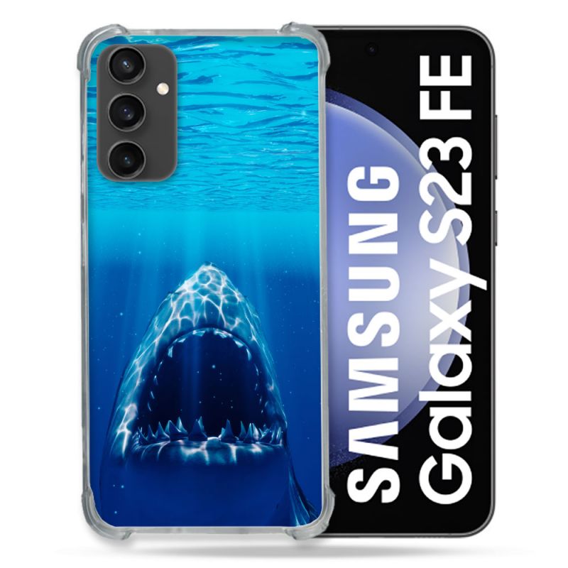 Coque Renforcée En Verre Trempé PourSamsung Galaxy S23 FE Animal Requin Dent