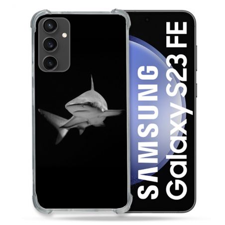 Coque Renforcée En Verre Trempé PourSamsung Galaxy S23 FE Animal Requin Sombre