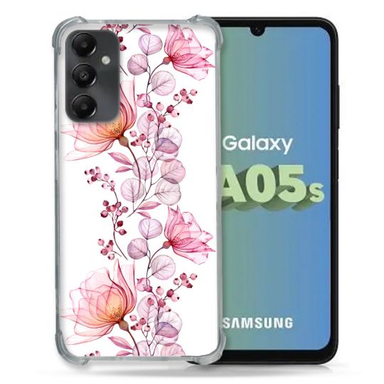 Coque Renforcée En Verre Trempé PourSamsung Galaxy A05S Fleur Eclosion