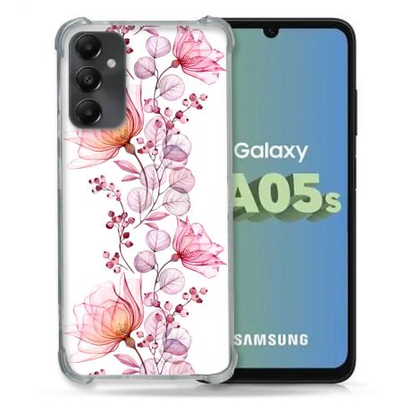 Coque Renforcée En Verre Trempé PourSamsung Galaxy A05S Fleur Eclosion