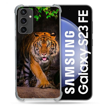 Coque Renforcée En Verre Trempé PourSamsung Galaxy S23 FE Animal Tigre Jungle
