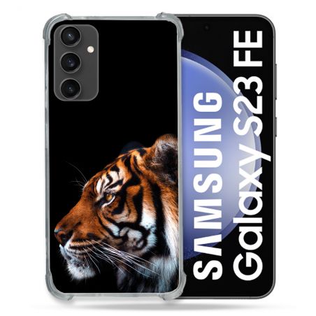 Coque Renforcée En Verre Trempé PourSamsung Galaxy S23 FE Animal Tigre Noir