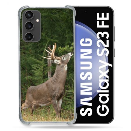 Coque Renforcée En Verre Trempé PourSamsung Galaxy S23 FE Chasse Cerf