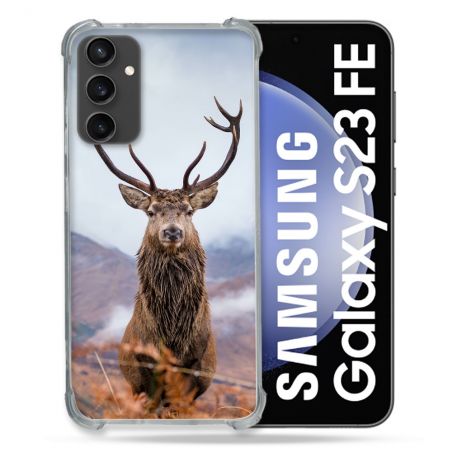 Coque Renforcée En Verre Trempé PourSamsung Galaxy S23 FE Chasse Chevreuil Montagne