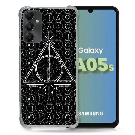 Coque Renforcée En Verre Trempé PourSamsung Galaxy A05S Harry Potter Hollows Triangle Noir