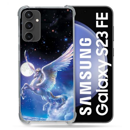 Coque Renforcée En Verre Trempé PourSamsung Galaxy S23 FE Fantastique Licorne Céleste