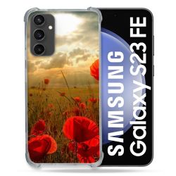 Coque Renforcée En Verre Trempé PourSamsung Galaxy S23 FE Fleur Coquelicot