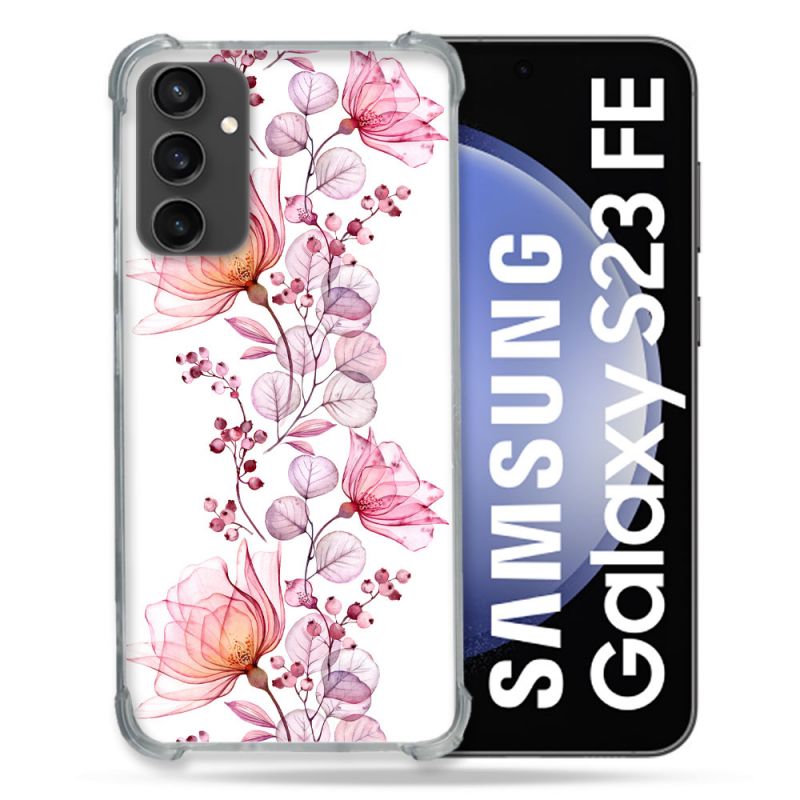 Coque Renforcée En Verre Trempé PourSamsung Galaxy S23 FE Fleur Eclosion