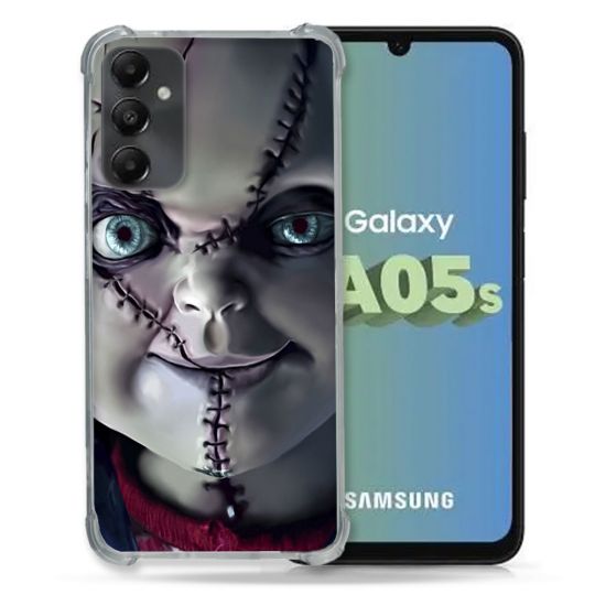 Coque Renforcée En Verre Trempé PourSamsung Galaxy A05S Horreur Chucky Cicatrice