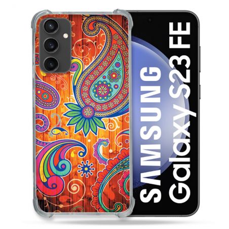 Coque Renforcée En Verre Trempé PourSamsung Galaxy S23 FE Fleur Psychedelic