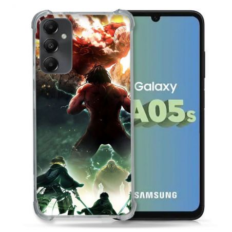 Coque Renforcée En Verre Trempé PourSamsung Galaxy A05S Manga Attaque Titans Combat
