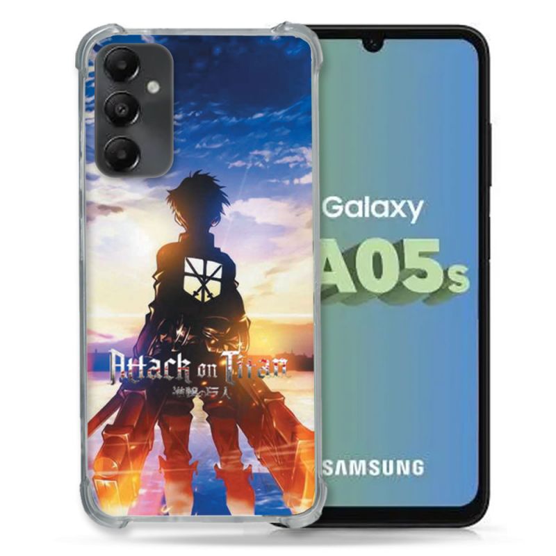 Coque Renforcée En Verre Trempé PourSamsung Galaxy A05S Manga Attaque Titans Soleil
