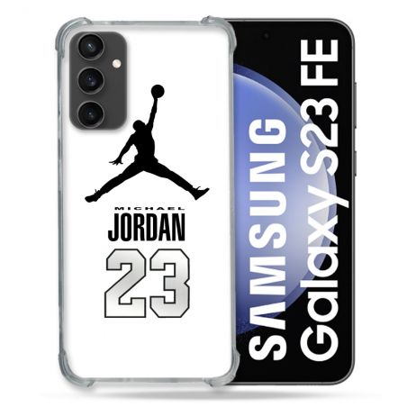 Coque Renforcée En Verre Trempé PourSamsung Galaxy S23 FE Jordan 23 Blanc