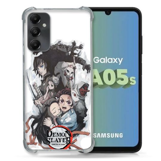 Coque Renforcée En Verre Trempé PourSamsung Galaxy A05S Manga Demon Slayer Blanc