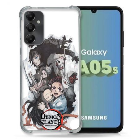 Coque Renforcée En Verre Trempé PourSamsung Galaxy A05S Manga Demon Slayer Blanc