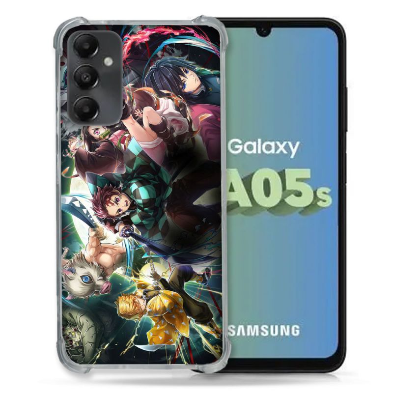 Coque Renforcée En Verre Trempé PourSamsung Galaxy A05S Manga Demon Slayer Groupe