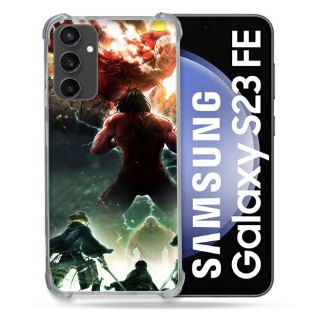 Coque Renforcée En Verre Trempé PourSamsung Galaxy S23 FE Manga Attaque Titans Combat