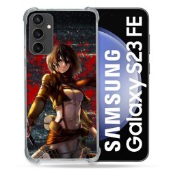Coque Renforcée En Verre Trempé PourSamsung Galaxy S23 FE Manga Attaque Titans Mikasa