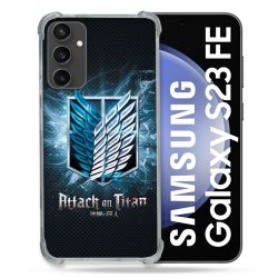 Coque Renforcée En Verre Trempé PourSamsung Galaxy S23 FE Manga Attaque Titans Noir