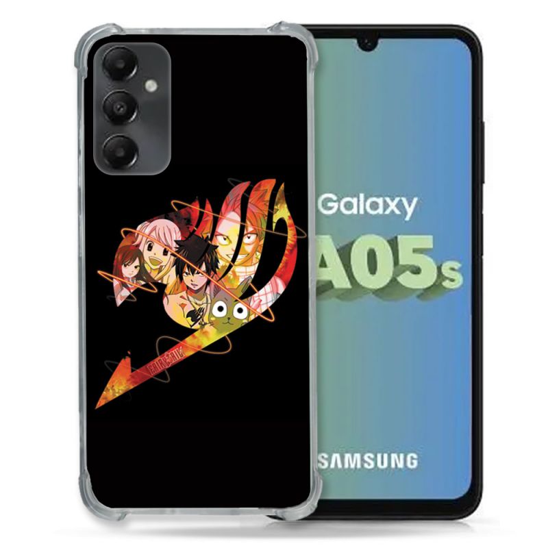 Coque Renforcée En Verre Trempé PourSamsung Galaxy A05S Manga Fairy Tail Logo Noir