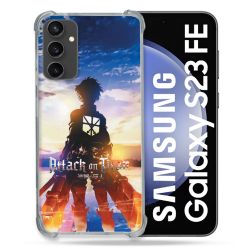 Coque Renforcée En Verre Trempé PourSamsung Galaxy S23 FE Manga Attaque Titans Soleil