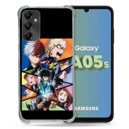 Coque Renforcée En Verre Trempé PourSamsung Galaxy A05S Manga My Hero Academia Noir