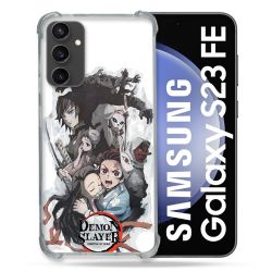 Coque Renforcée En Verre Trempé PourSamsung Galaxy S23 FE Manga Demon Slayer Blanc