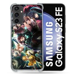Coque Renforcée En Verre Trempé PourSamsung Galaxy S23 FE Manga Demon Slayer Groupe