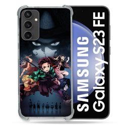 Coque Renforcée En Verre Trempé PourSamsung Galaxy S23 FE Manga Demon Slayer Noir