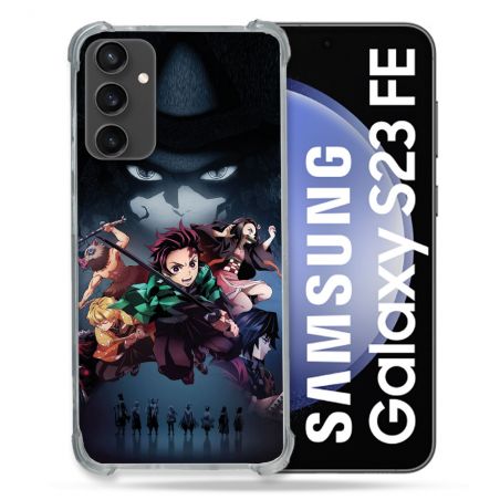 Coque Renforcée En Verre Trempé PourSamsung Galaxy S23 FE Manga Demon Slayer Noir