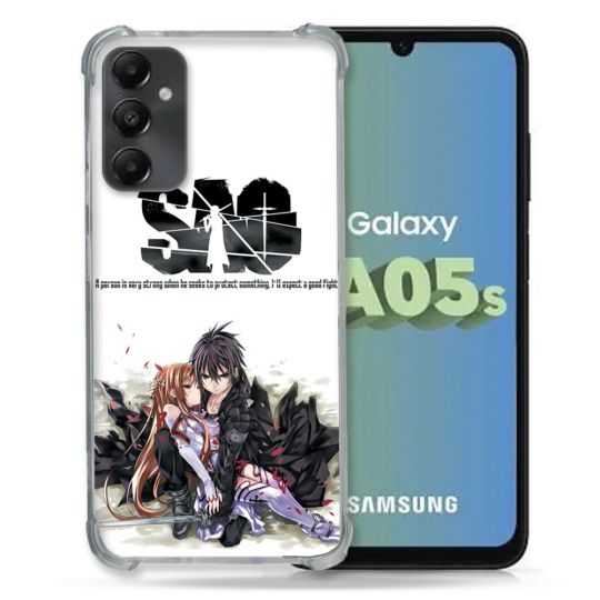 Coque Renforcée En Verre Trempé PourSamsung Galaxy A05S Manga SAO sword Art Online Blanc