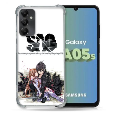 Coque Renforcée En Verre Trempé PourSamsung Galaxy A05S Manga SAO sword Art Online Blanc