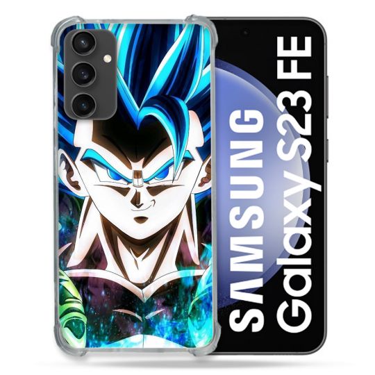 Coque Renforcée En Verre Trempé PourSamsung Galaxy S23 FE Manga Dragon Ball Gogeta Visage