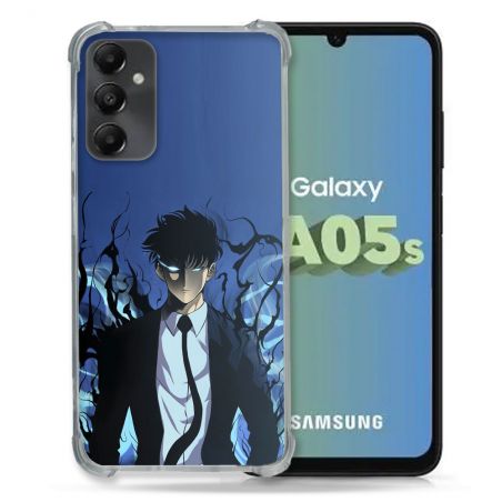 Coque Renforcée En Verre Trempé PourSamsung Galaxy A05S Manga Solo Leveling Sung Bleu