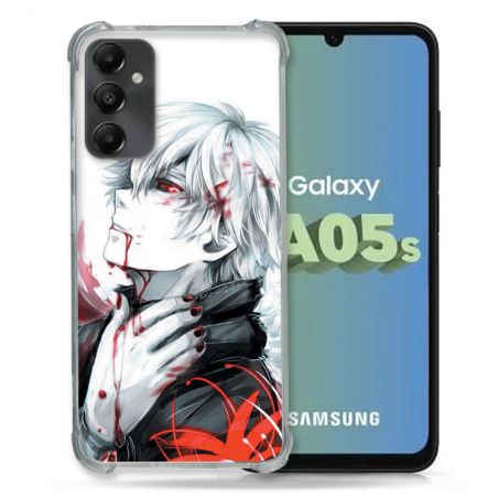 Coque Renforcée En Verre Trempé PourSamsung Galaxy A05S Manga Tokyo Ghoul Kaneki Blanc
