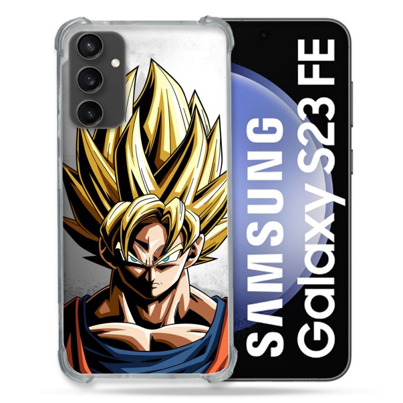 Coque Renforcée En Verre Trempé PourSamsung Galaxy S23 FE Manga Dragon Ball Sangoku Portrait