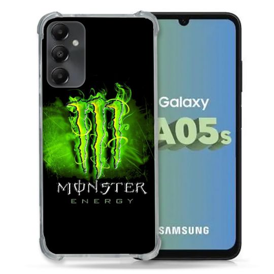 Coque Renforcée En Verre Trempé PourSamsung Galaxy A05S Monster Energy Vert