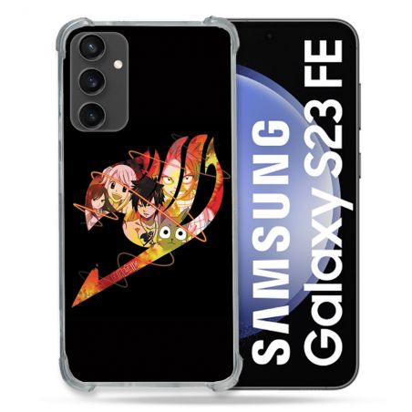 Coque Renforcée En Verre Trempé PourSamsung Galaxy S23 FE Manga Fairy Tail Logo Noir