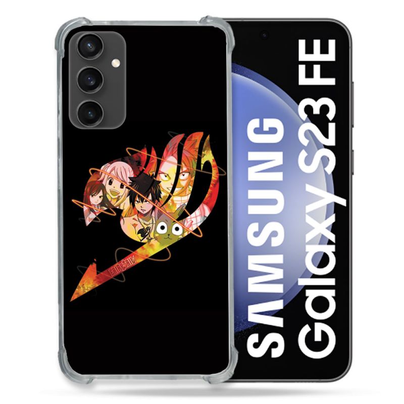 Coque Renforcée En Verre Trempé PourSamsung Galaxy S23 FE Manga Fairy Tail Logo Noir