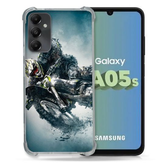 Coque Renforcée En Verre Trempé PourSamsung Galaxy A05S Moto Cross Ombre