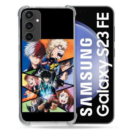 Coque Renforcée En Verre Trempé PourSamsung Galaxy S23 FE Manga My Hero Academia Noir