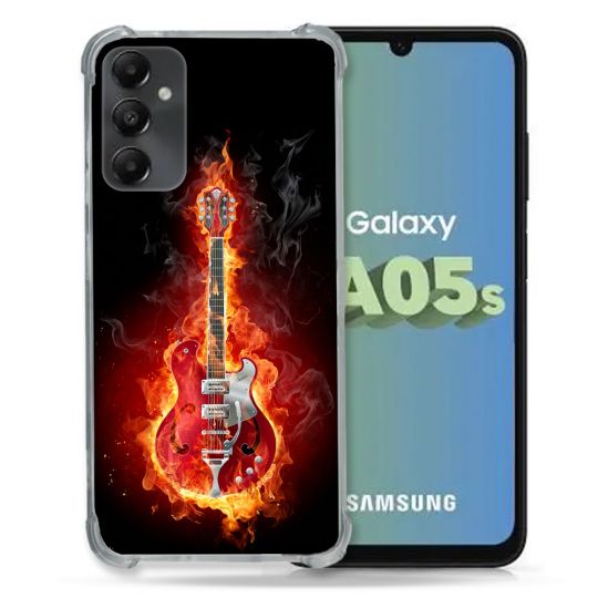 Coque Renforcée En Verre Trempé PourSamsung Galaxy A05S Musique Guitare Electrique