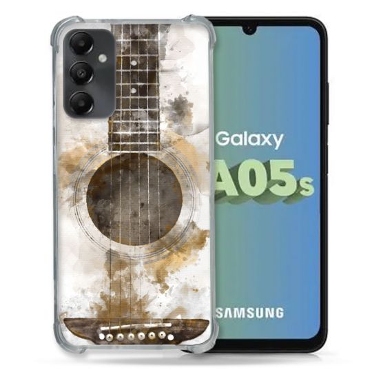 Coque Renforcée En Verre Trempé PourSamsung Galaxy A05S Musique Guitare Tag
