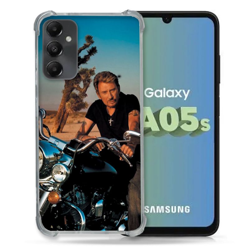 Coque Renforcée En Verre Trempé PourSamsung Galaxy A05S Musique Johnny Hallyday Moto