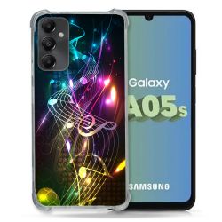 Coque Renforcée En Verre Trempé PourSamsung Galaxy A05S Musique Partition Multicolore